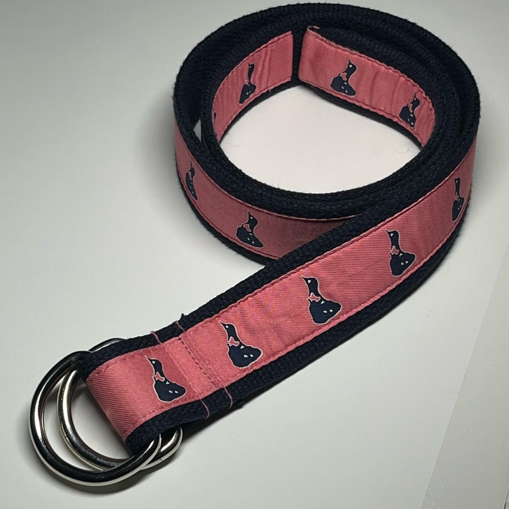 Vineyard Vines Small Women’s D-Ring Belt Pink Navy Silver Goose Print Sportswear